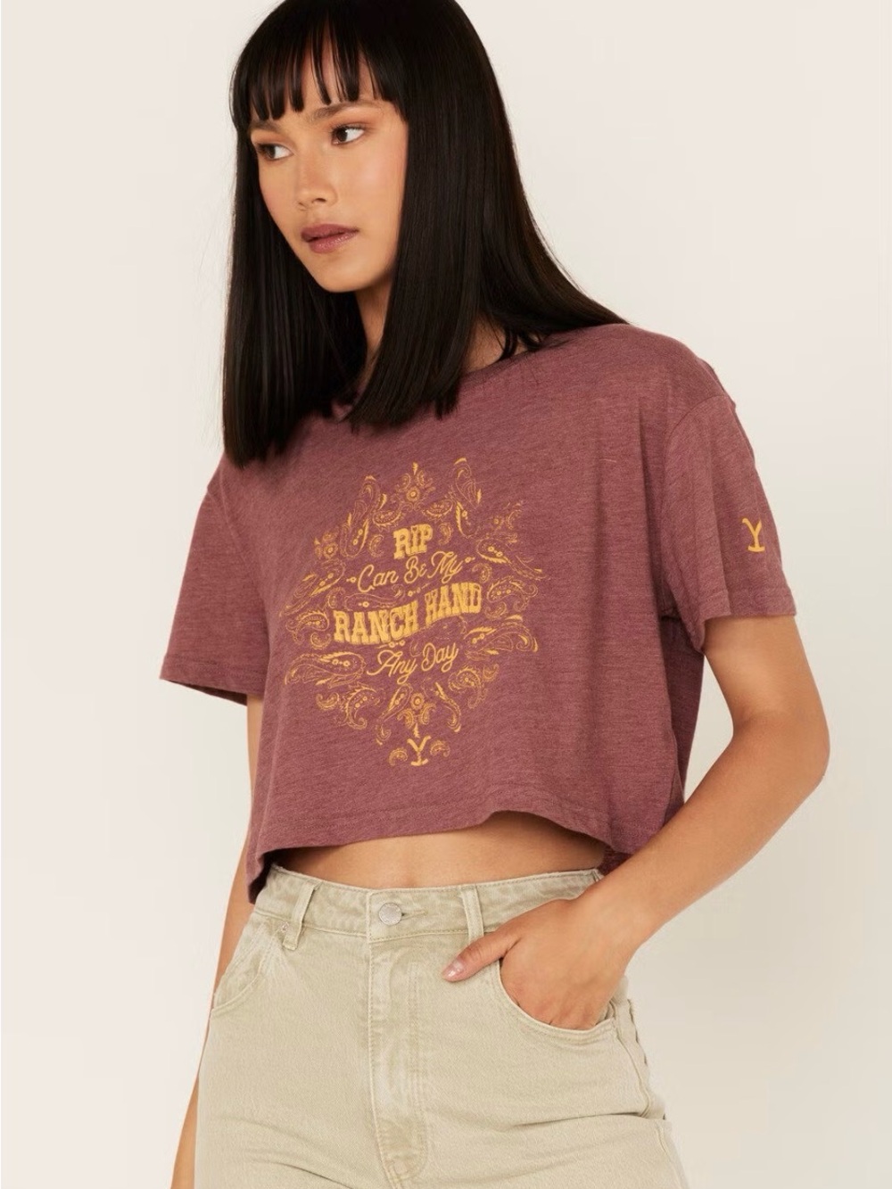 Wrangler x Yellowstone Women's RIP Can Be My Ranch Hand Cropped Graphic Tee
